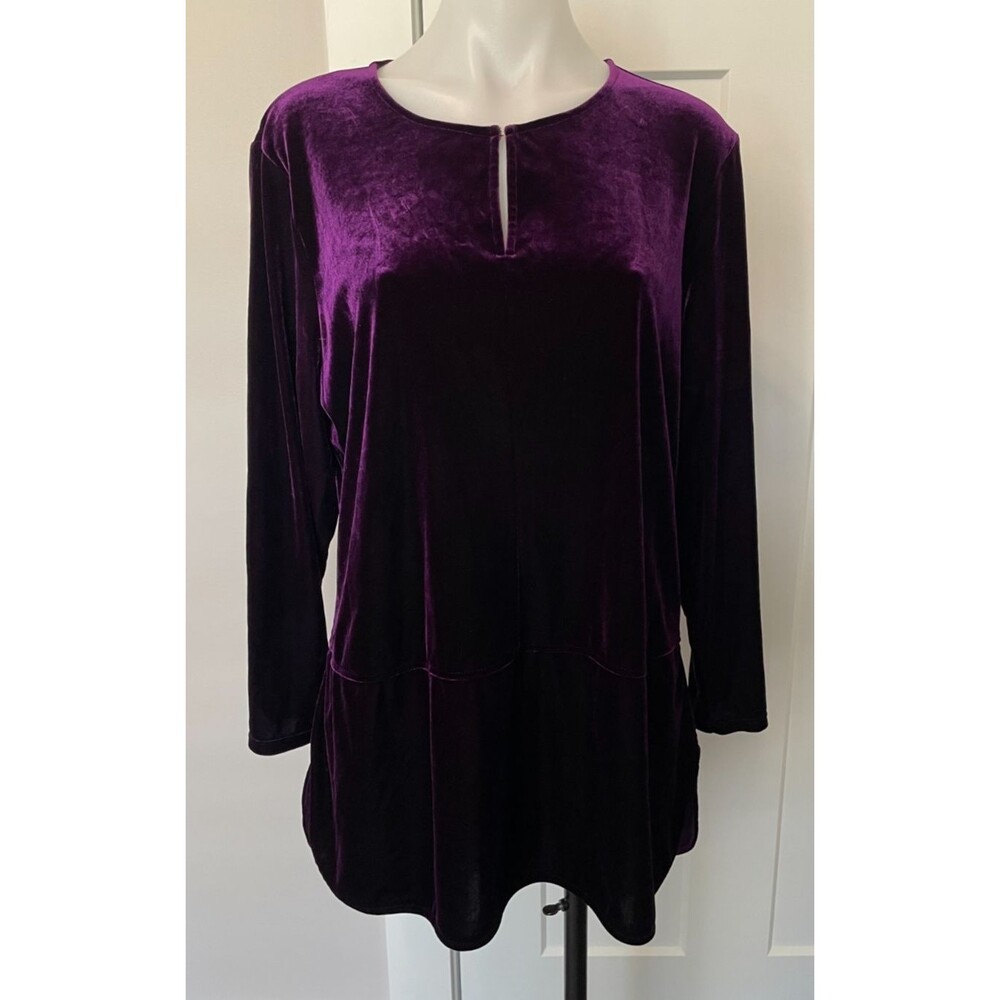 RALPH LAUREN Womens Velvet Tunic TOP  Long Sleeves PURPLE Size XL